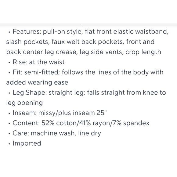 Isaac Mizrahi Size 16 Khaki Stretch Straight Leg Crop Pant A675363 NWOT - Picture 10 of 12